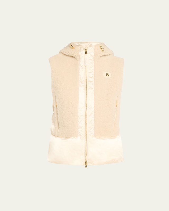 Fenna Shearling and Satin Puffer Vest